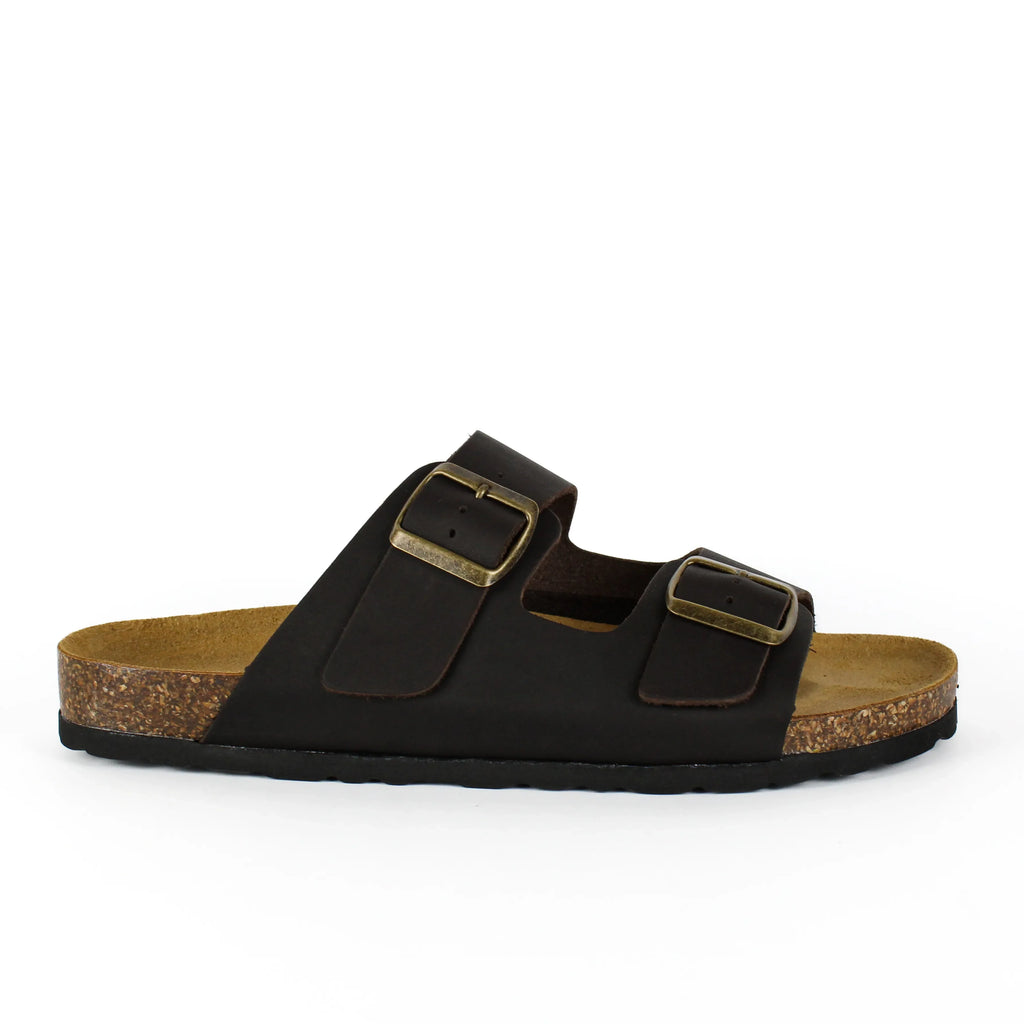 Sandalias Positano en Piel Auténtica Marrón Oscuro