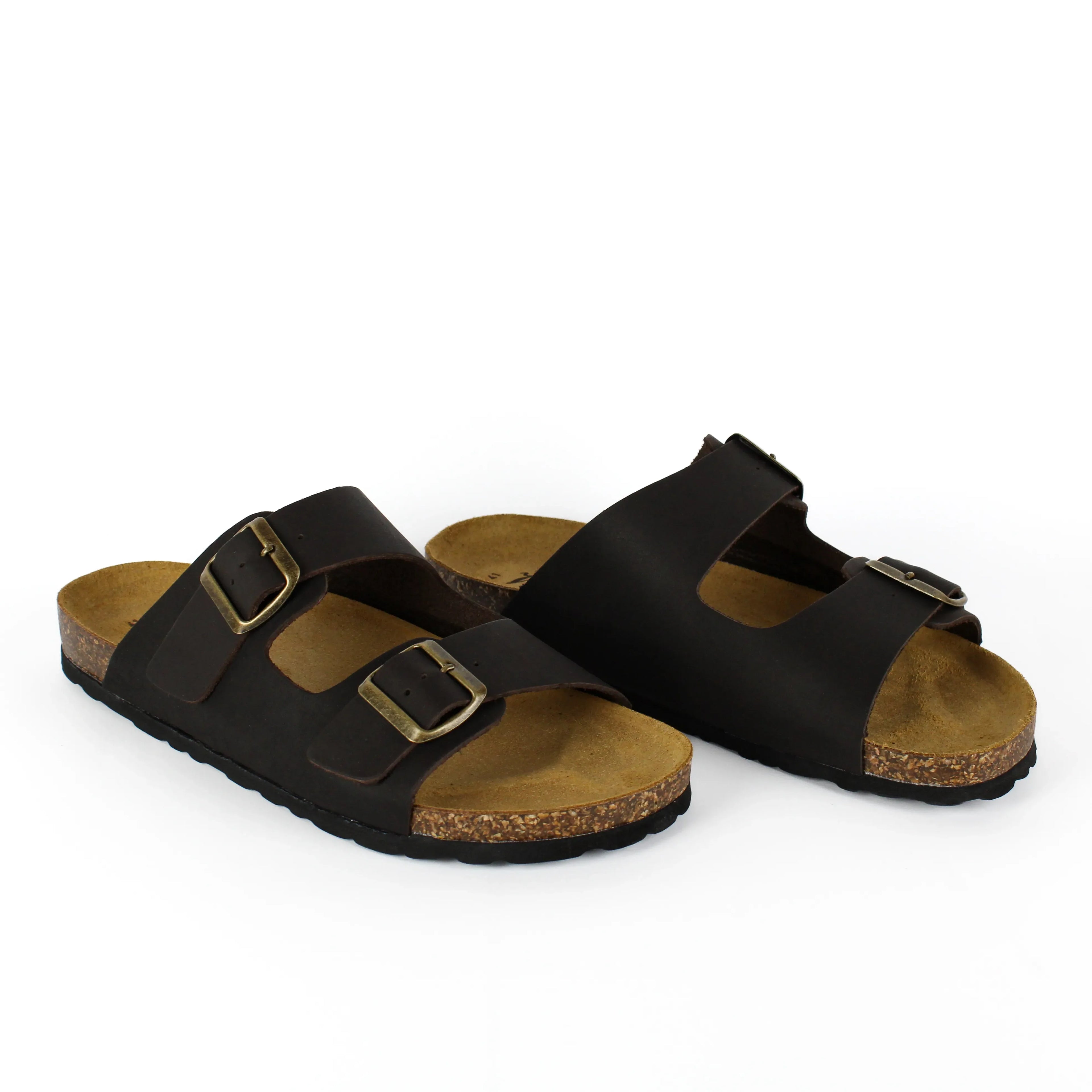 Sandalias Positano en Piel Auténtica Marrón Oscuro