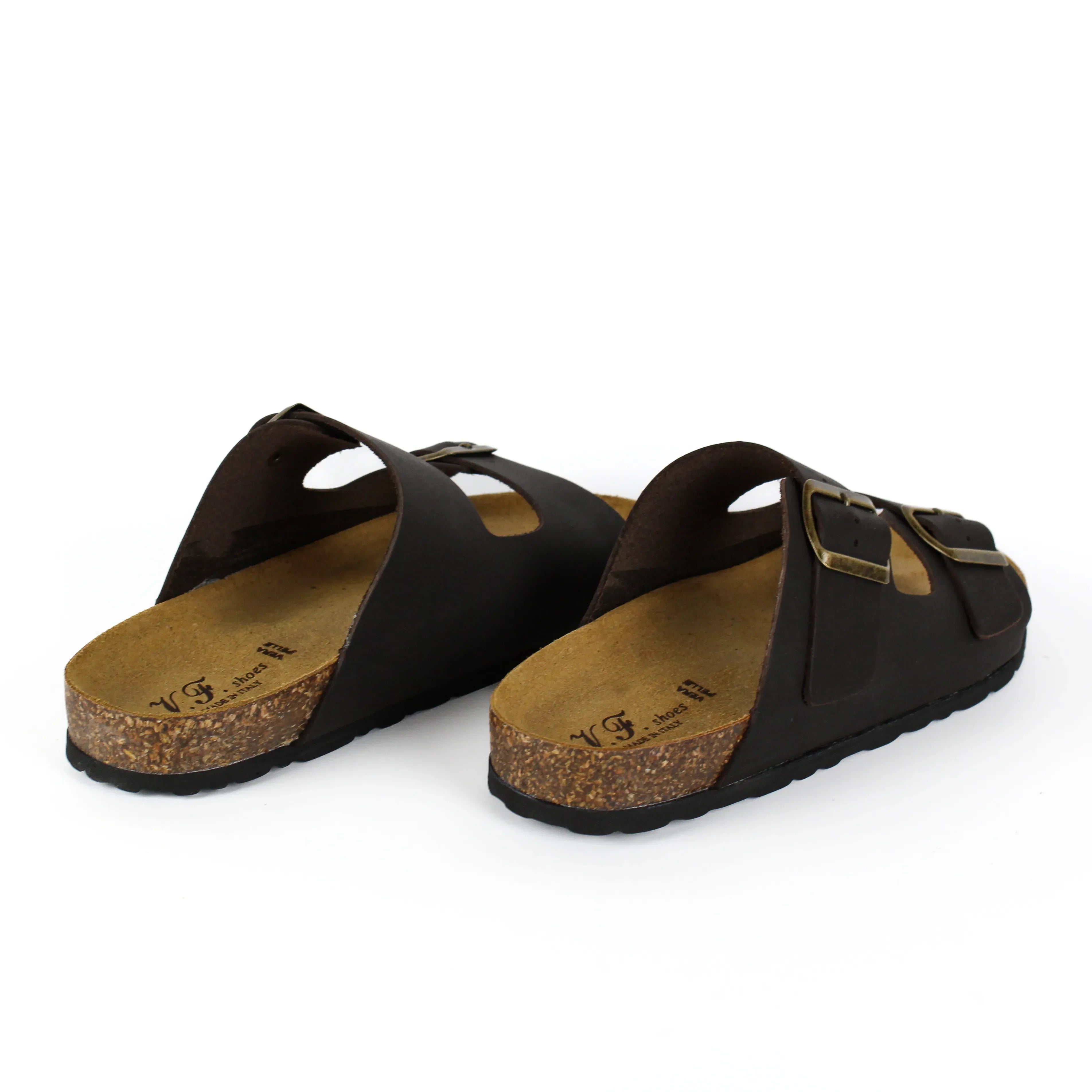 Sandalias Positano en Piel Auténtica Marrón Oscuro