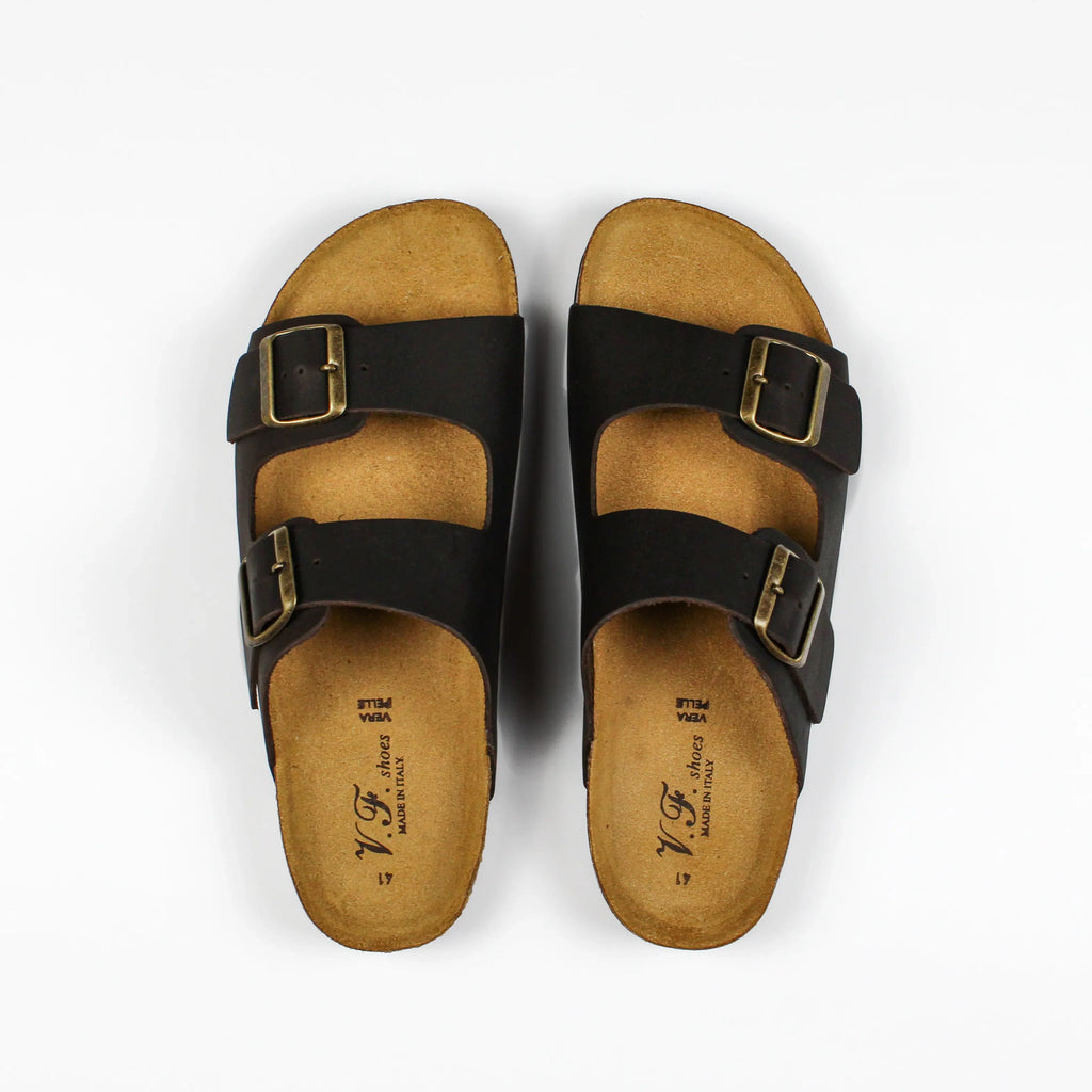 Sandalias Positano en Piel Auténtica Marrón Oscuro
