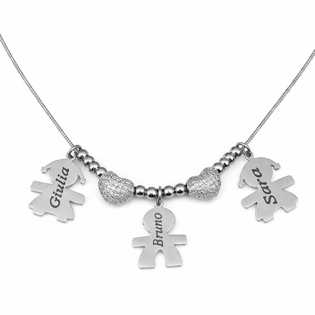 Mamá Os Quiere ✨ Collar con Colgantes de Niños Personalizados con Nombres