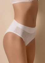 Braga de talle alto con tejido suave y encaje floral frontal - mod. Braga Mara