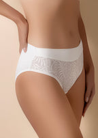 Braga de talle alto con tejido suave y encaje floral frontal - mod. Braga Mara