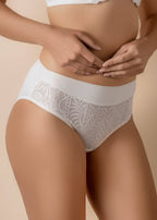 Braga de talle alto con tejido suave y encaje floral frontal - mod. Braga Mara