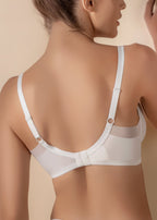 Sujetador de encaje floral transparente con aros, sin relleno y banda de tul - mod. Melany