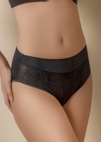 Braga de talle alto con tejido suave y encaje floral frontal - mod. Braga Mara