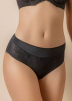 Braga de talle alto con tejido suave y encaje floral frontal - mod. Braga Mara