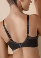 Sujetador de encaje floral transparente con aros, sin relleno y banda de tul - mod. Melany