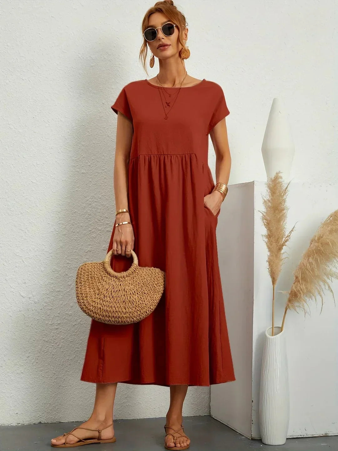 Villajoyosa™ | Vestido midi fluido elegancia atemporal