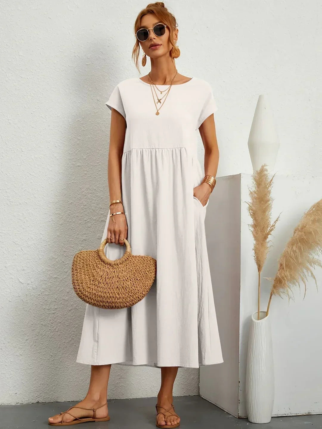 Villajoyosa™ | Vestido midi fluido elegancia atemporal