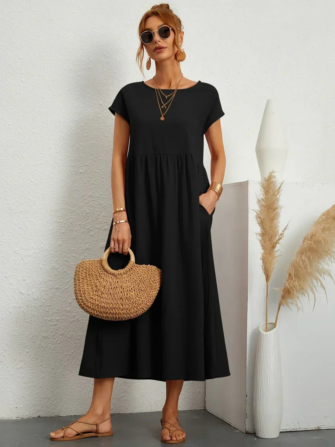 Villajoyosa™ | Vestido midi fluido elegancia atemporal