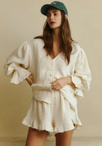 CONJUNTO DE MUSELINA CON VOLANTES LUXE