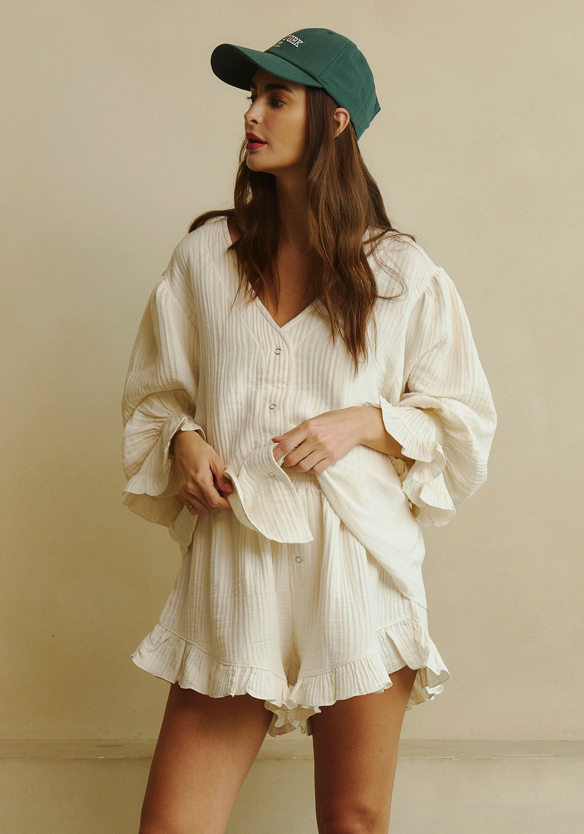CONJUNTO DE MUSELINA CON VOLANTES LUXE