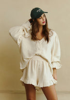 CONJUNTO DE MUSELINA CON VOLANTES LUXE
