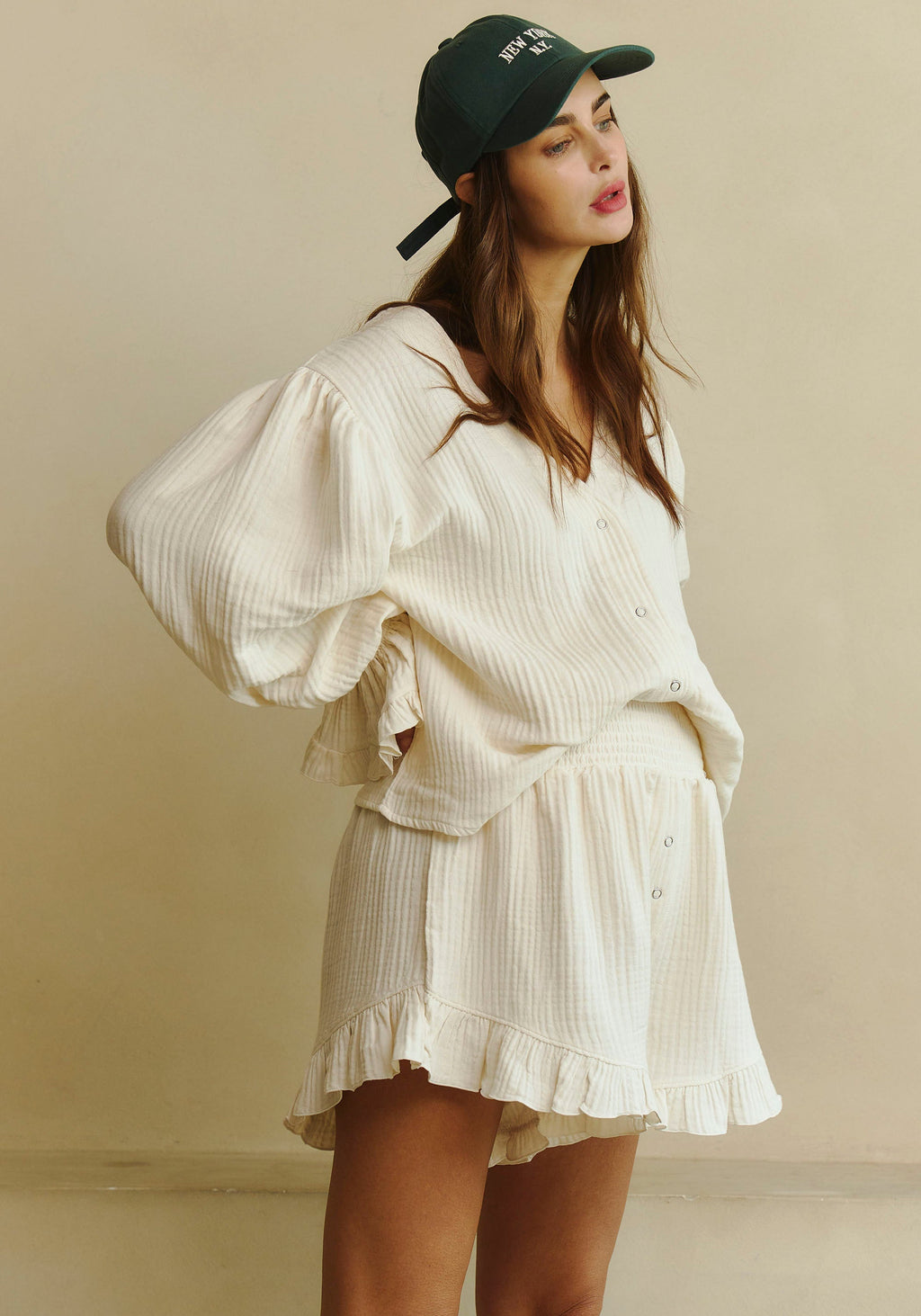 CONJUNTO DE MUSELINA CON VOLANTES LUXE