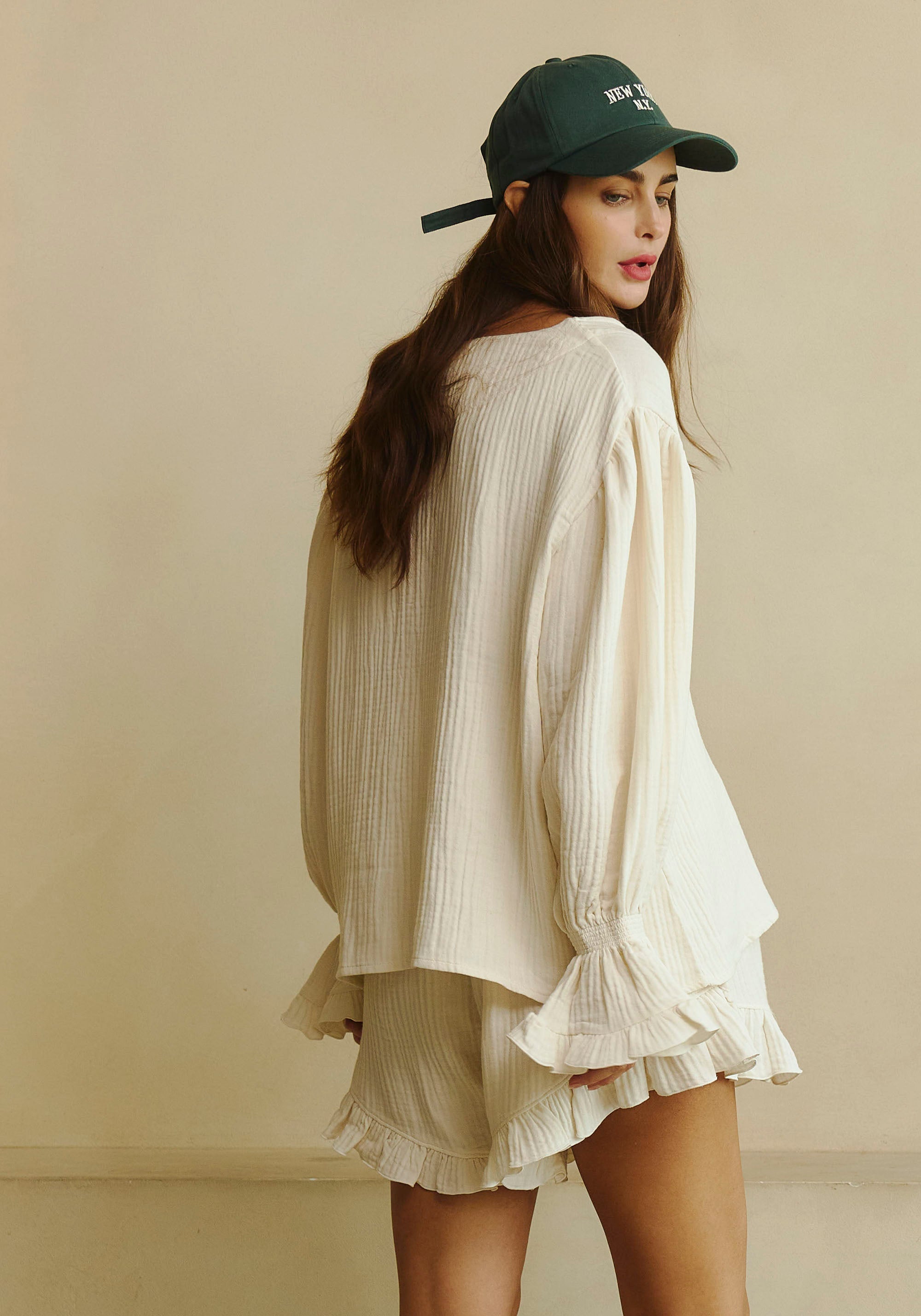 CONJUNTO DE MUSELINA CON VOLANTES LUXE