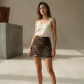Falda casual con estampado de leopardo