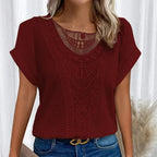 Ariana - Blusa con Cuello Redondo y Ribete de Encaje