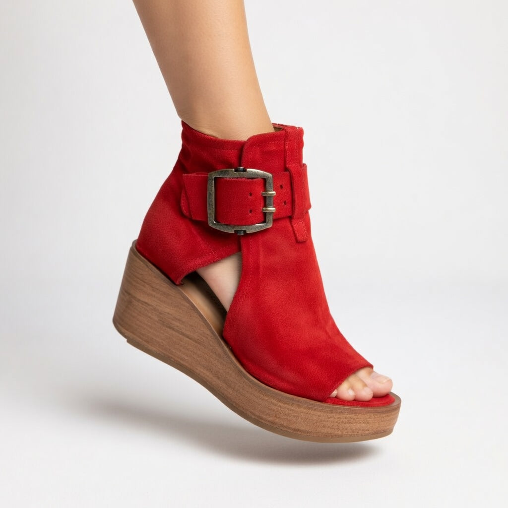 Botines de cuña con puntera al aire, estilo moderno