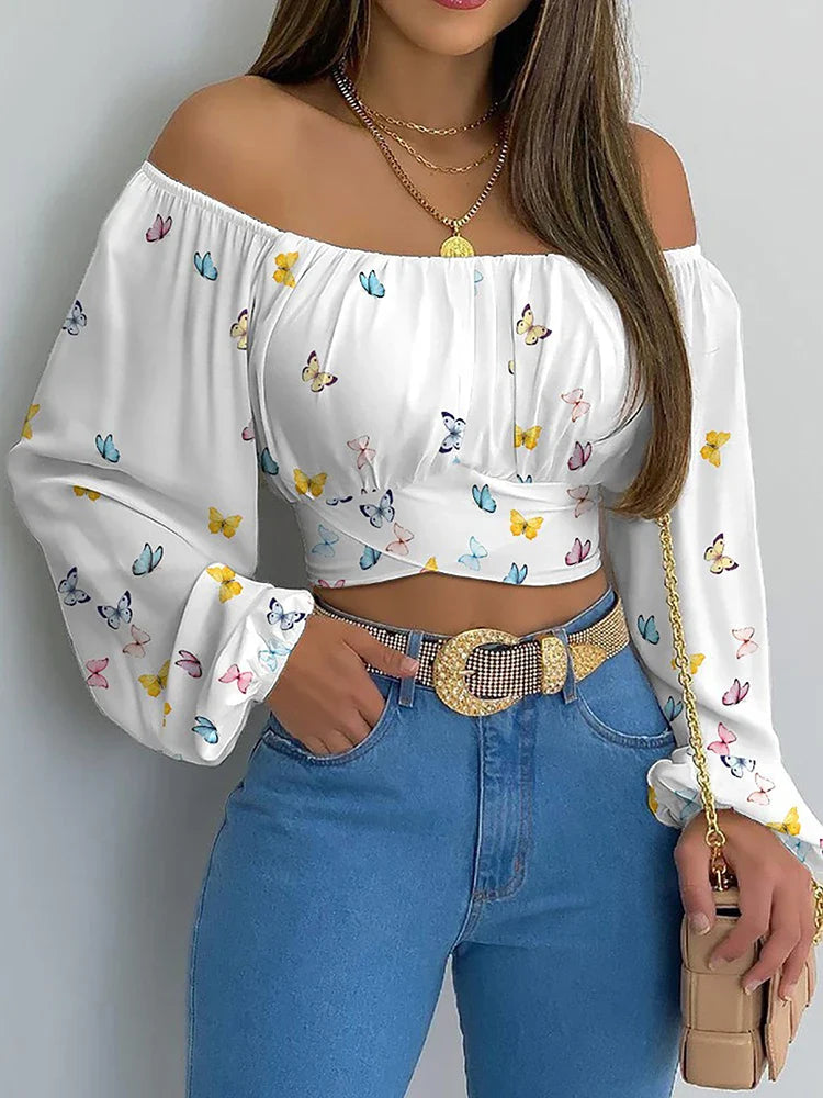 Blusa Sexy con hombros descubiertos para mujer