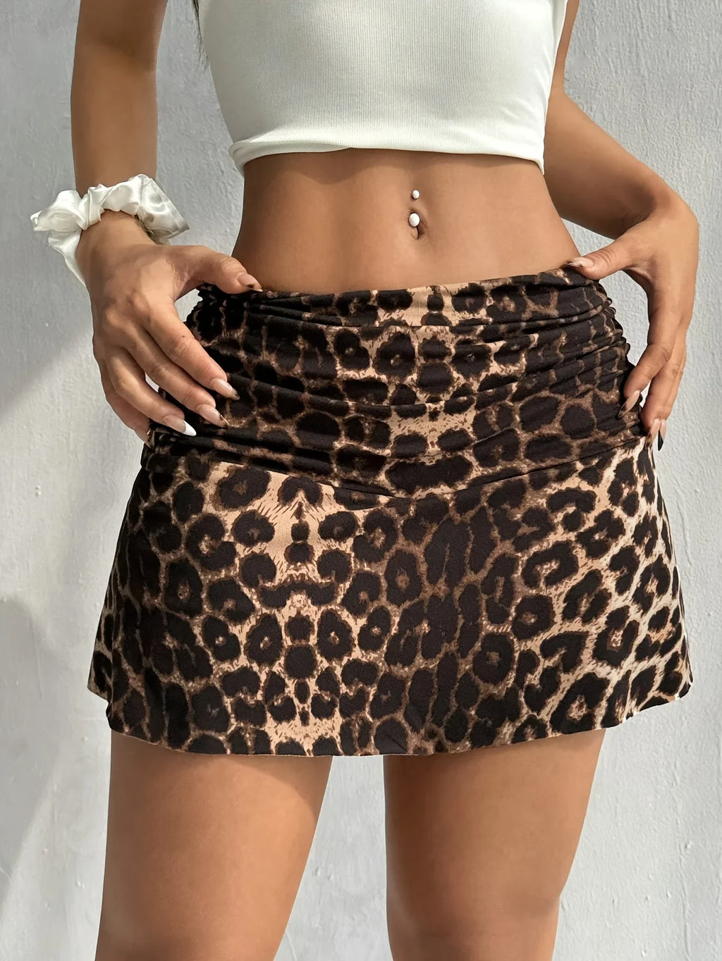 Falda casual con estampado de leopardo