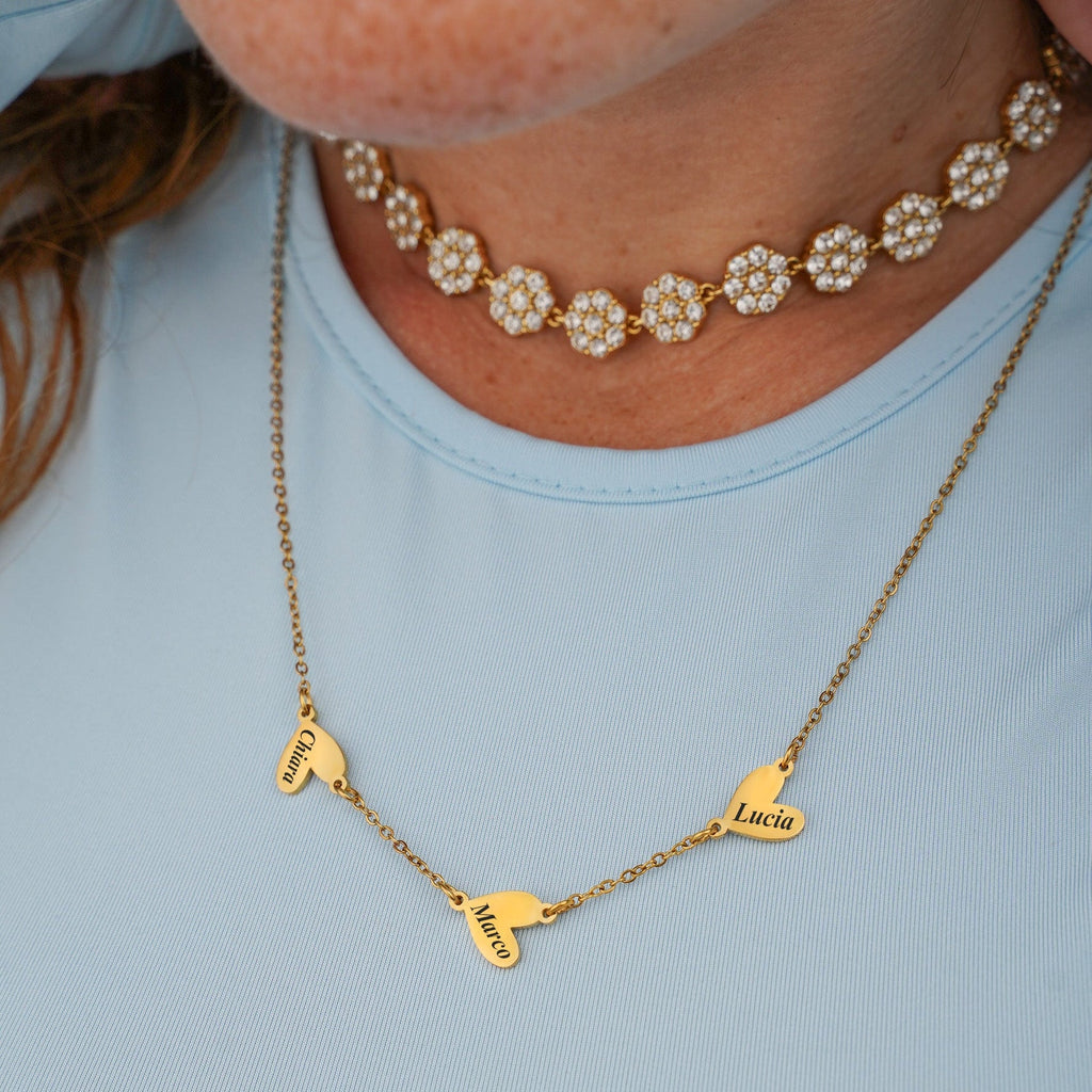 Set Mamá ✨ Collar y Pulsera con Corazoncitos Personalizados