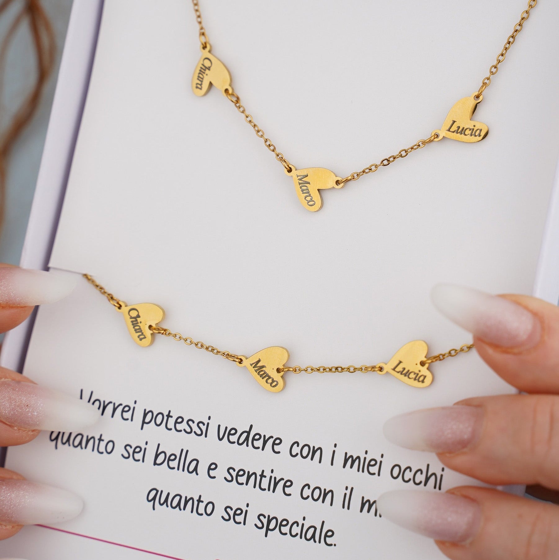 Set Mamma ✦ Collana e Bracciale con Cuoricini personalizzati