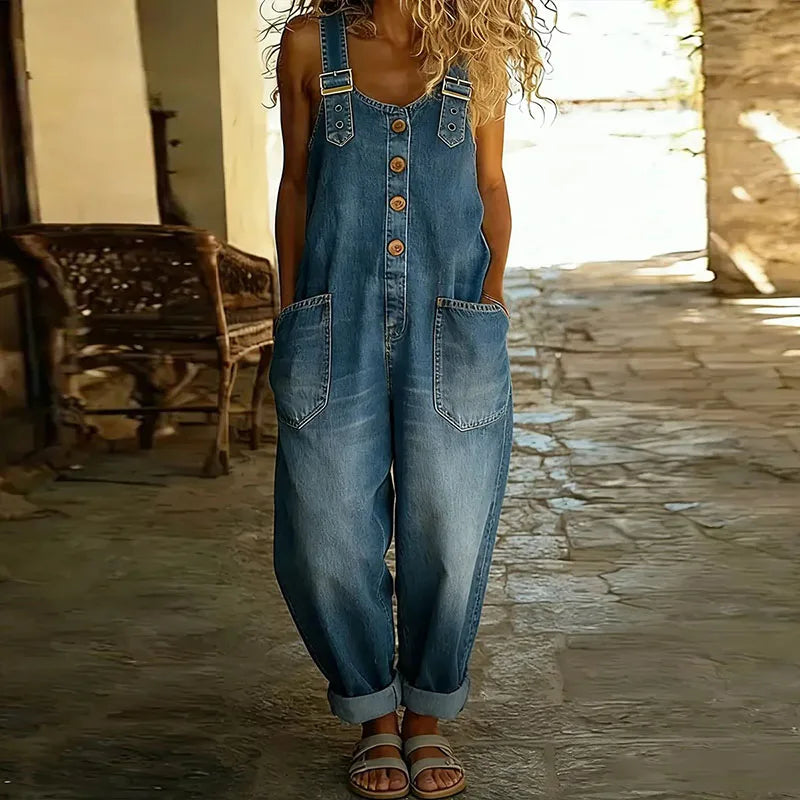 Mara | Peto Vaquero Vintage de Algodón Suave con Tirantes Ajustables
