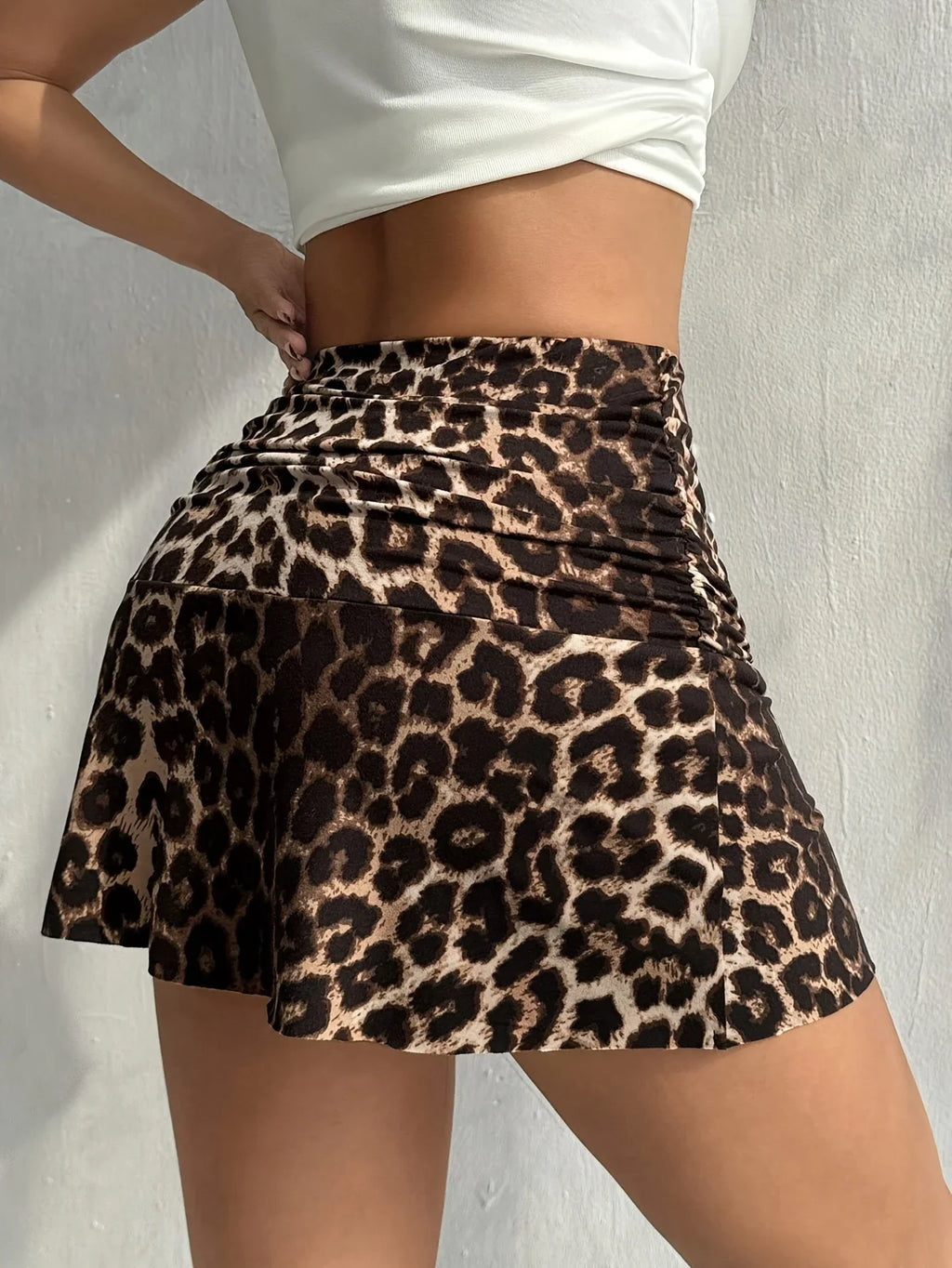 Falda casual con estampado de leopardo