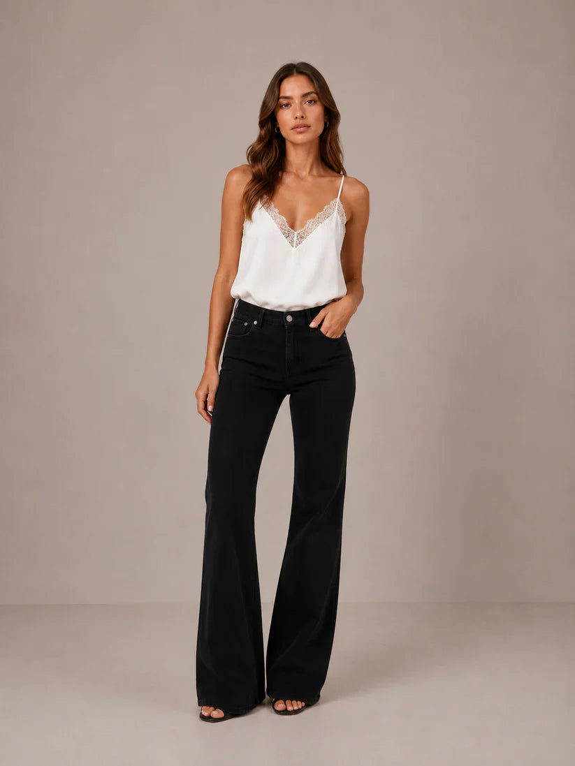 LAIA | Top satinado con detalle de encaje