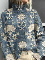 Elin - Suéter de Cuello Alto con Estampado Bosque
