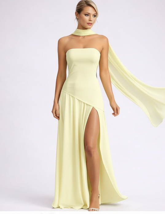 Vestido Largo Burdeos Elegance Flow