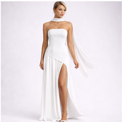 Vestido Largo Burdeos Elegance Flow