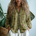 Wena - Blusa de Manga Larga con Botones para Mujer