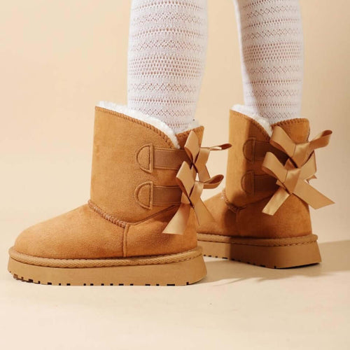 Botas KS by SOFIA con Ecopiel y Lazos en la Parte Trasera Camel Tallas 25-36