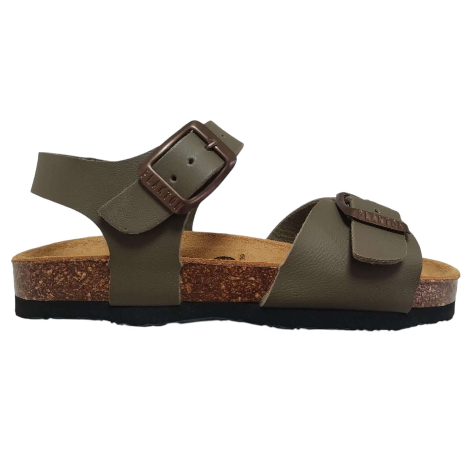 Sandalias PLAKTON Verde Militar Niño y Niña | Piel Memory Cushion Tallas 24-35