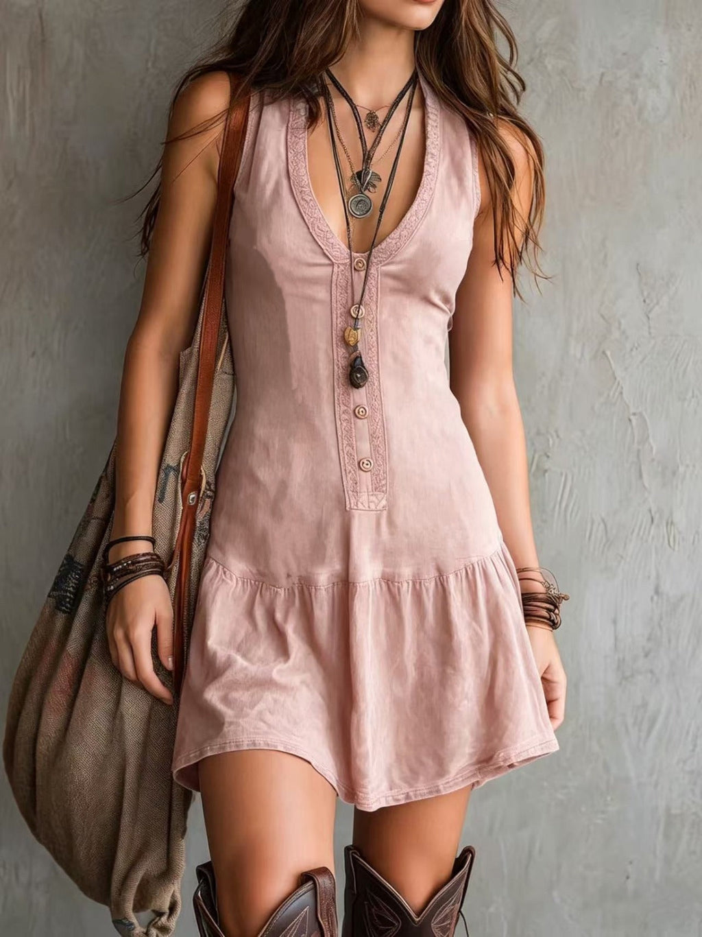 Brunetta | Vestido Corto Casual con Botones