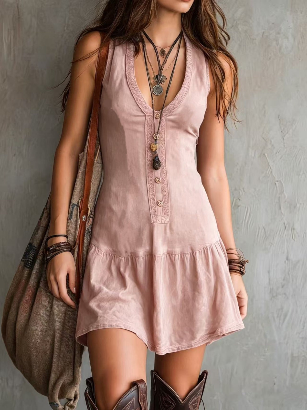 Brunetta | Vestido Corto Casual con Botones