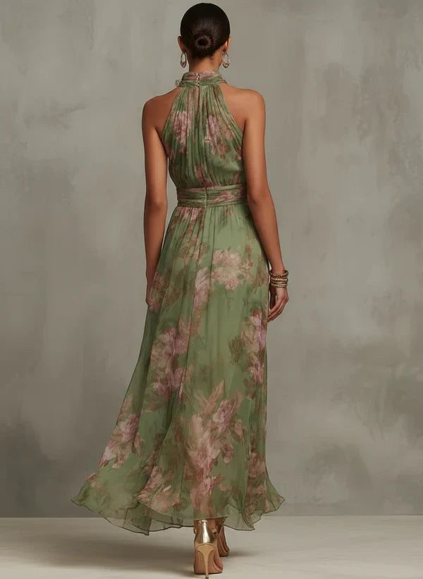 Vestido largo verde floral Marti