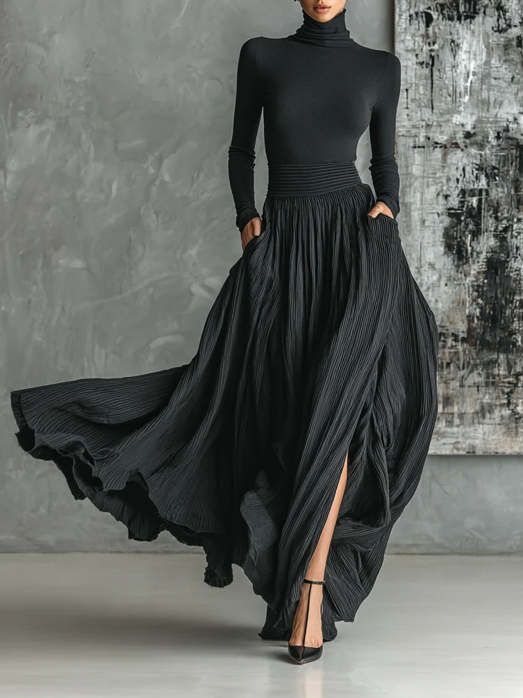 Úbeda – conjunto negro con falda larga