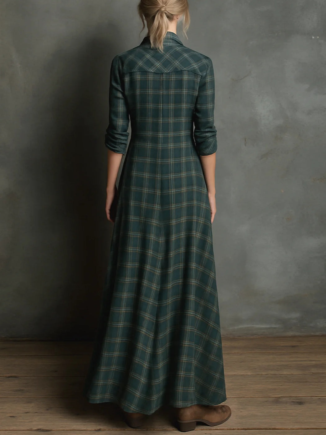 Ávila – vestido largo de cuadros verdes