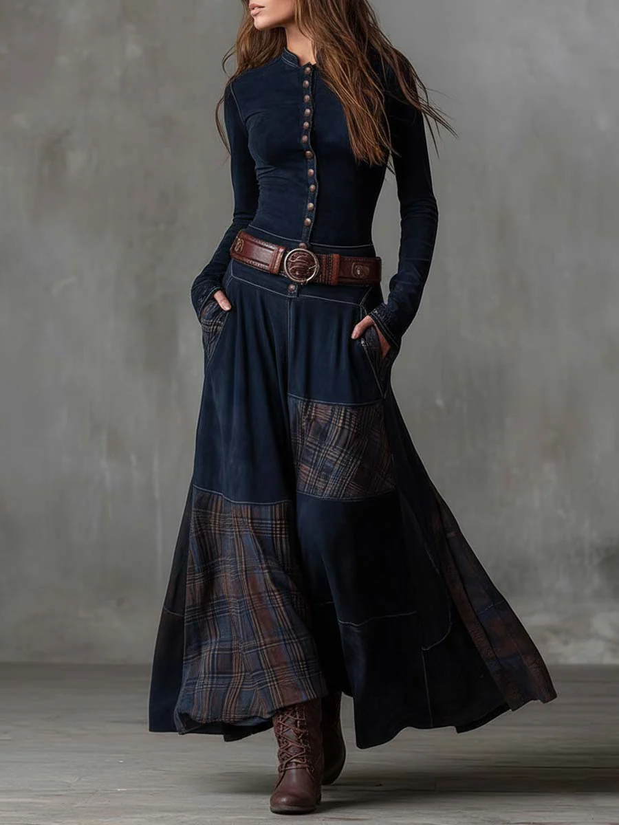 Granada – maxivestido efecto ante con cinturón
