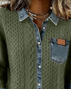 Camila - Camisa de Manga Larga con Patchwork Vaquero