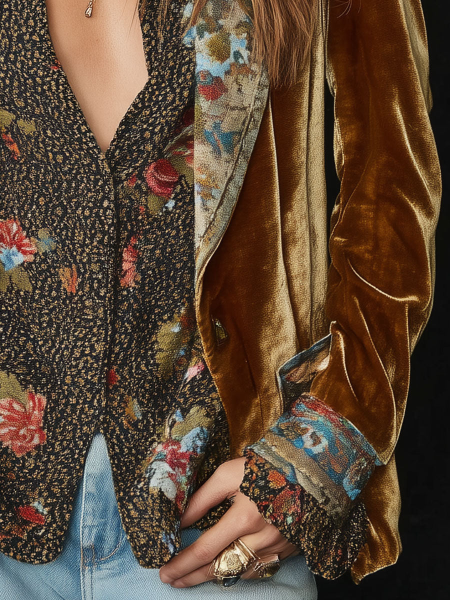 Santillana | Blazer Patchwork con Estampado Floral Vintage