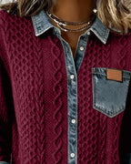 Camila - Camisa de Manga Larga con Patchwork Vaquero