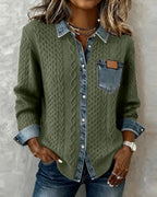 Camila - Camisa de Manga Larga con Patchwork Vaquero