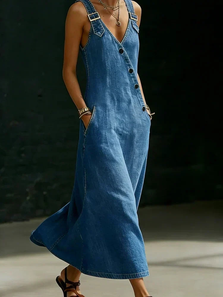 Vera Vestido Largo con Botones