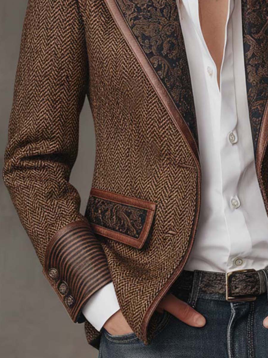 Segovia | Blazer con Inserciones Estampadas de Espiga