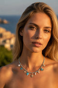 Collar Samba Perlas Azules y Charms Acero Inoxidable Waterproof