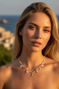 Collar Samba Perlas Blancas y Charms Acero Inoxidable Waterproof